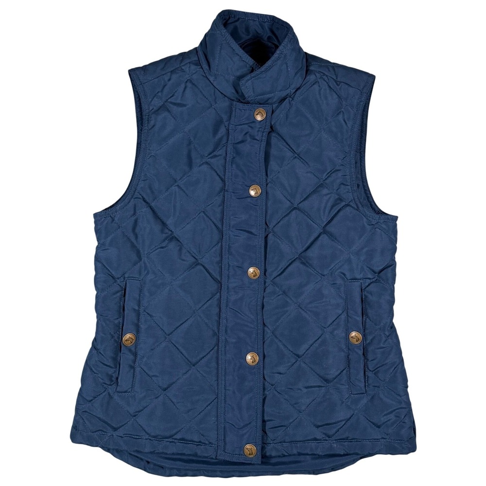 Riding Sport Navy Blue Quilted Diamond Pattern Equestrian Vest Horse Snaps XS